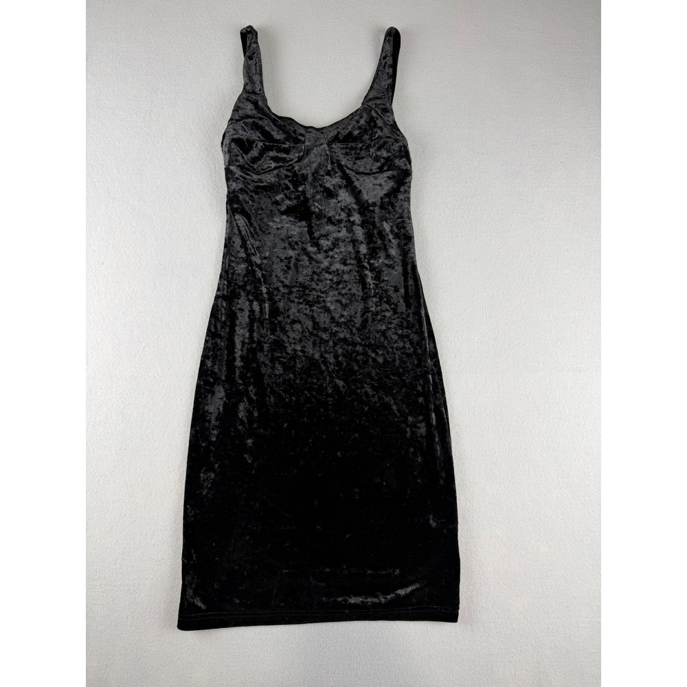 Cheap Monday Black Crushed Velvet Bodycon Mini Dress Sleeveless Sheath Womens